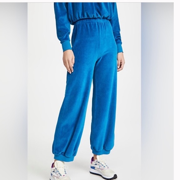 Suzie Kondi classic blue high waist Harem pants in velour - Picture 13 of 16